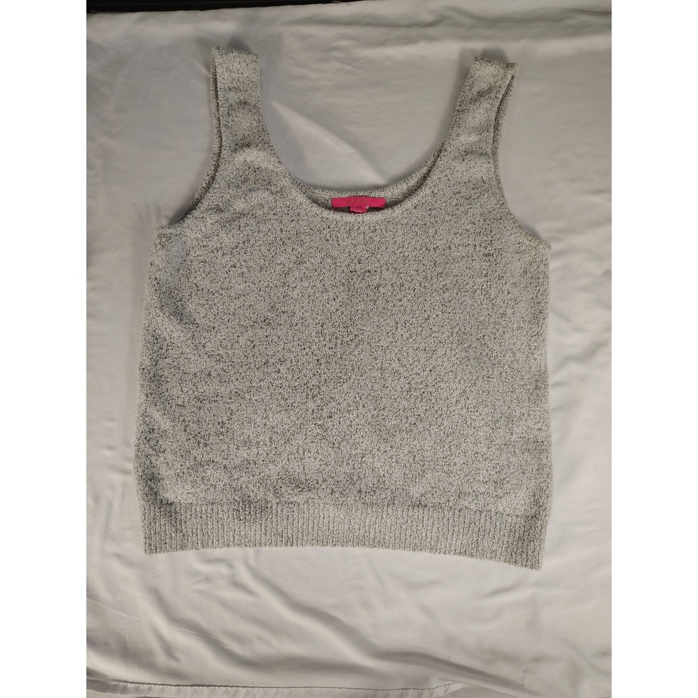 Lilly Pulitzer Grey White Marled Knit Scoop Neck Sweater Tank Top XL 2037